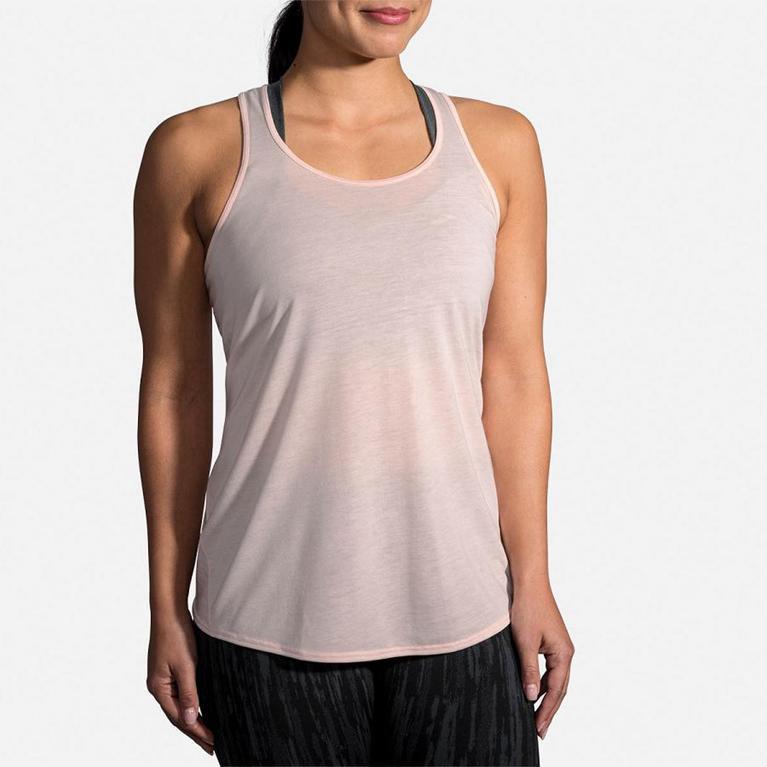 Brooks Women's DISTANCE Running Tank Top - Pink - Canada (PQNJZ-1743)